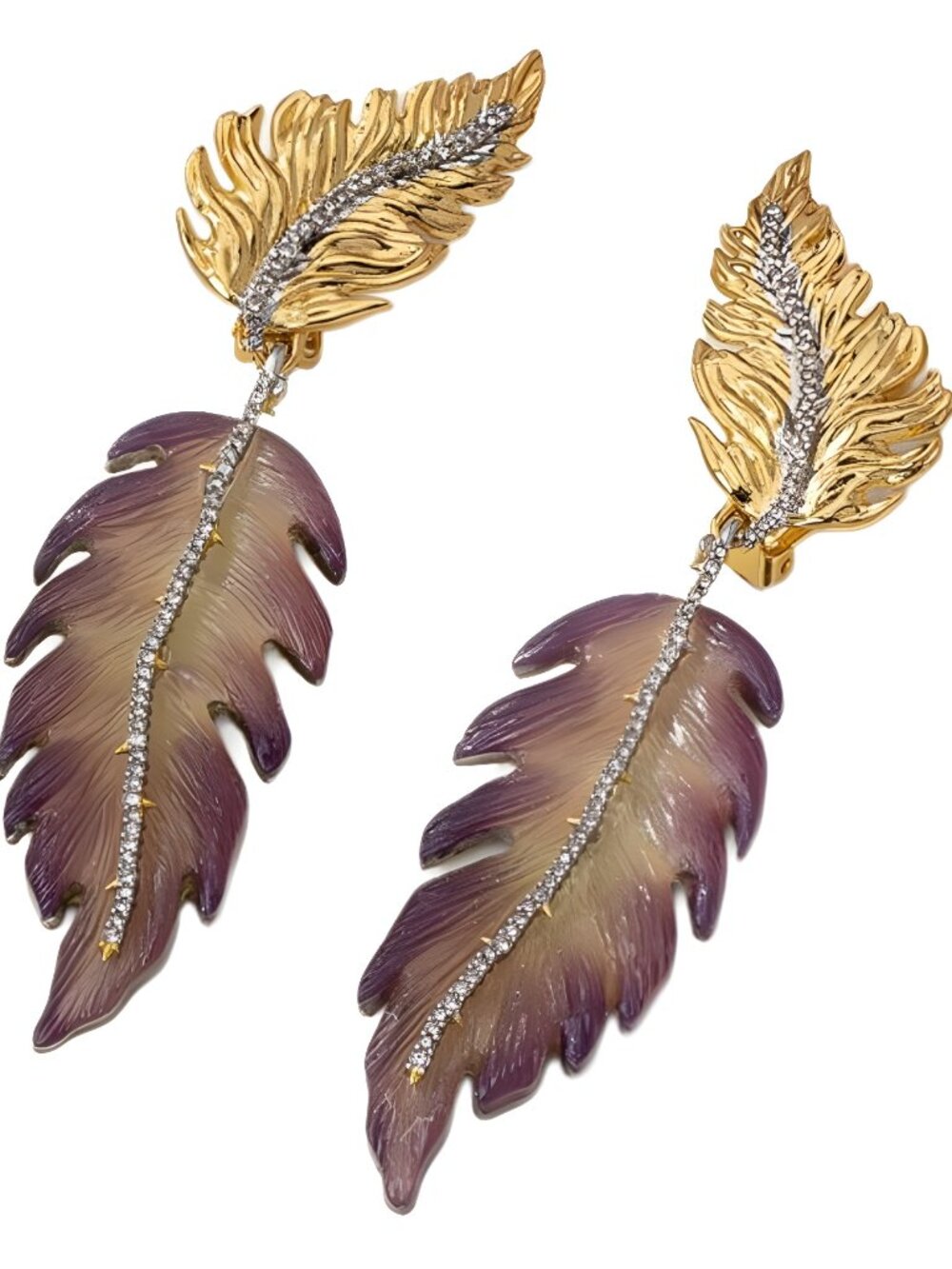 Alexis Bittar Gold Leaf Pav�� Stud Earrings
